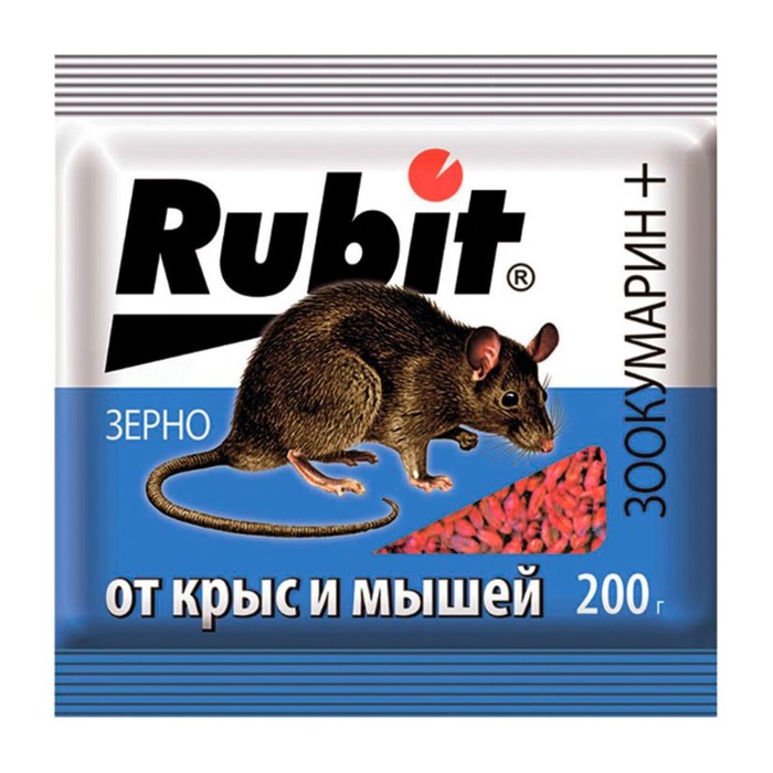 

Зерновая приманка "Rubit" Зоокумарин+, от крыс и мышей, 200 г