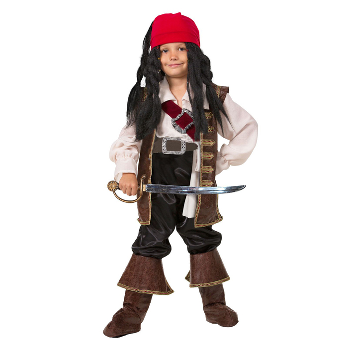 Детский карнавальный костюм «Капитан Джек Воробей», бархат, размер 32, рост 122 см