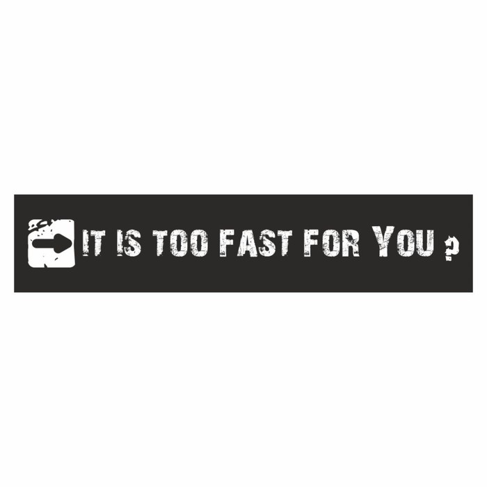 

Полоса на лобовое стекло "IT IS TOO FAST FOR YOU", черная, 1300 х 170 мм