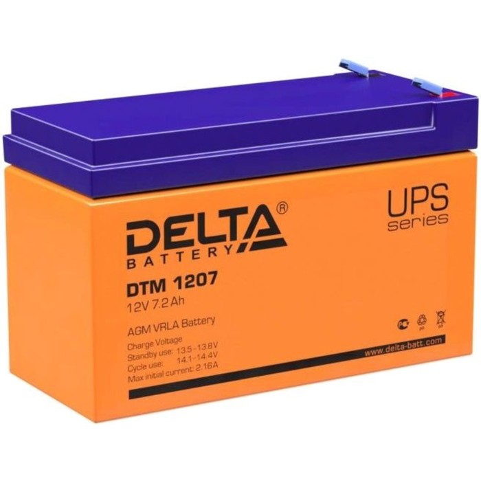 Батарея для ИБП Delta DTM 1207, 12 В, 7,2 Ач батарея для ибп delta dtm 12200 l 12 в 200 ач