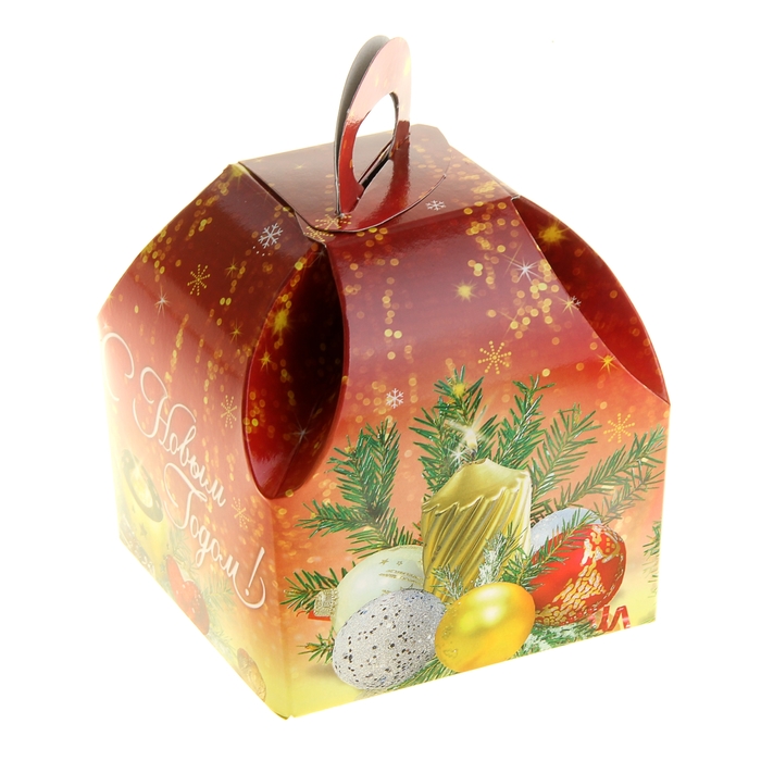 Подарочная коробка "Свечи", форма фонарик, сборная, 12,2 х 12,2 х 13 см