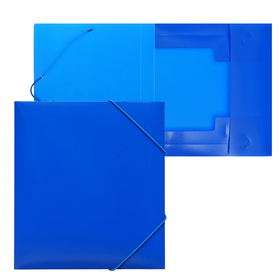 Папка на резинке А5, 500 мкм, Calligrata, корешок 30 мм, тиснение "песок", синяя