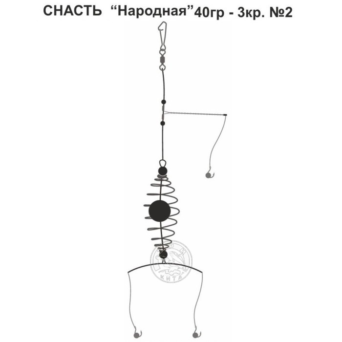 фото Снасть «народная», 3 крючка №2, 40 г три кита