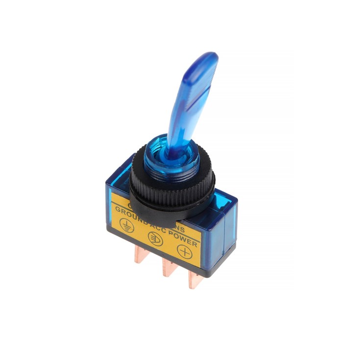 Тумблер однополюсный с синей LED индикацией, 12 В, 20 A, 3 контакта 7344060