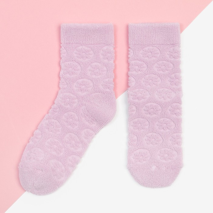 Носки для девочки махровые KAFTAN «Цветочки», р-р 16-18 см, цвет лиловый носки для девочки kaftan звезды размер 16 18 см цвет лиловый