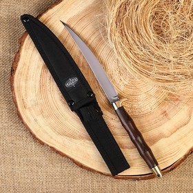 Нож разделочный "Скорпион" с чехлом, сталь - 65х13, рукоять - дерево, 14.5 см