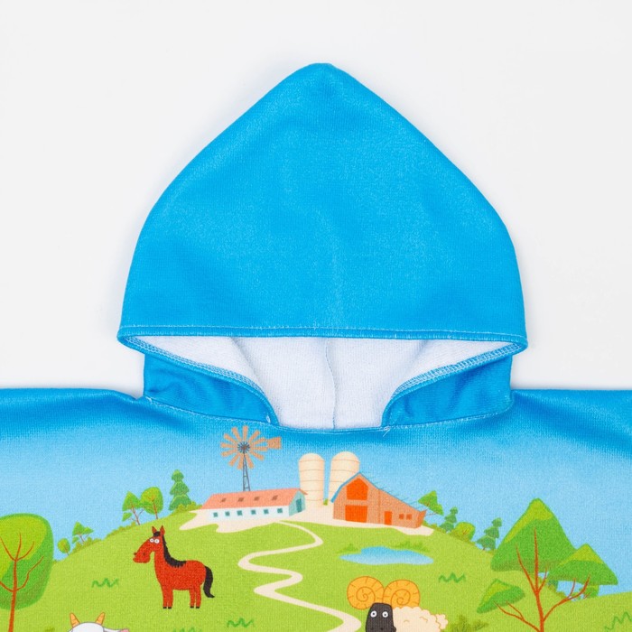 

Полотенце-пончо детское махровое Синий трактор "Ферма" 60х120 см, 50% хл., 50% полиэстер