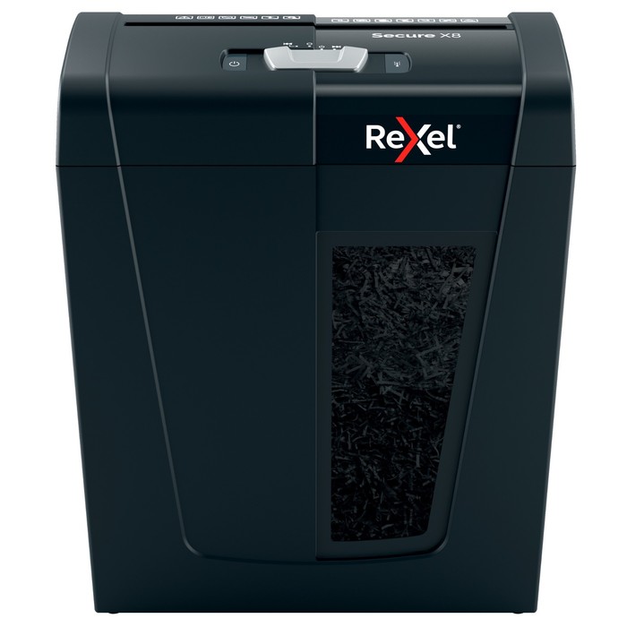 

Шредер Rexel Secure X8 EU, фрагменты 4х40мм, 8 листов, скрепки, скобы