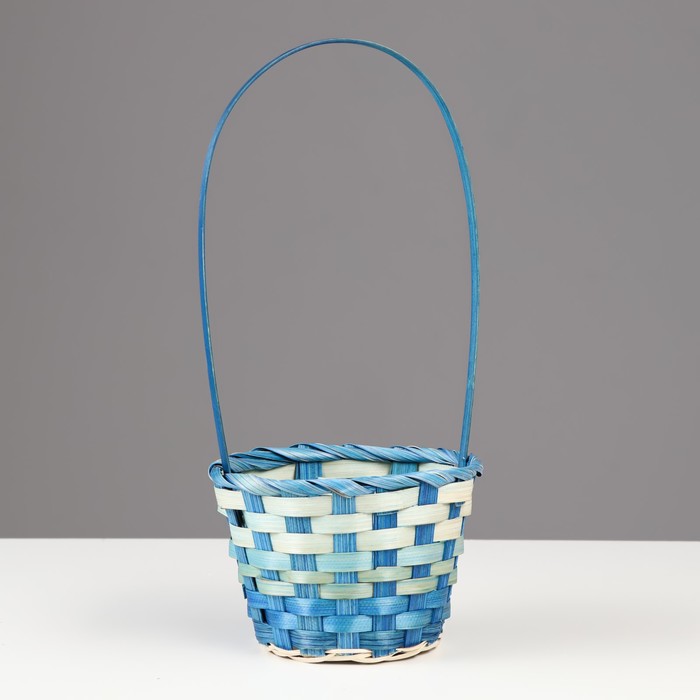 

Корзина плетеная, бамбук, бирюзовый, 13х9,5/28 см