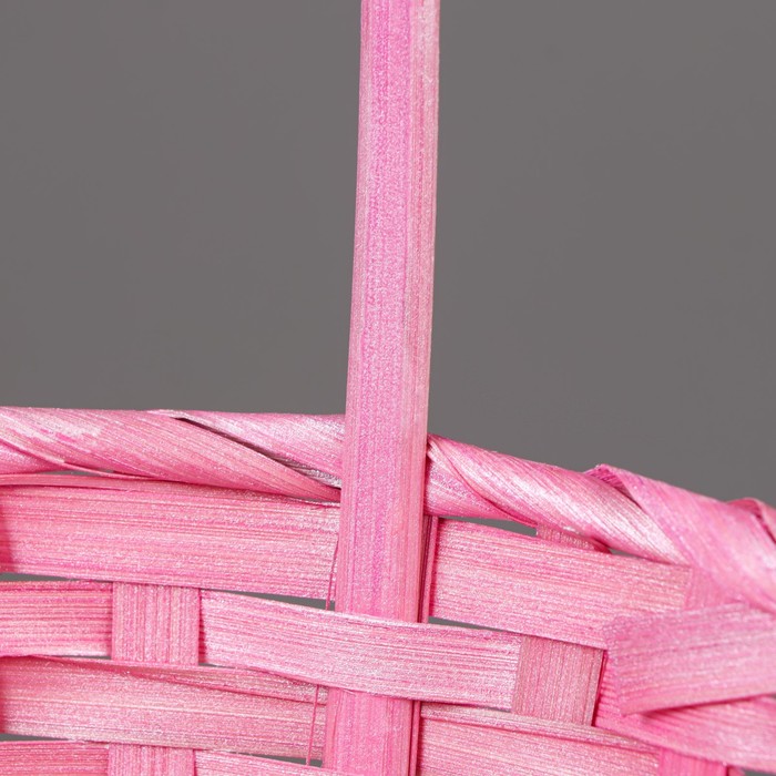 Корзина плетеная, бамбук, розовый, 19х19х32 см