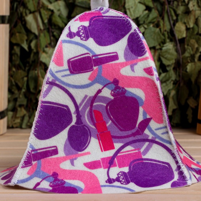 фото Шапка для бани женский принт добропаровъ