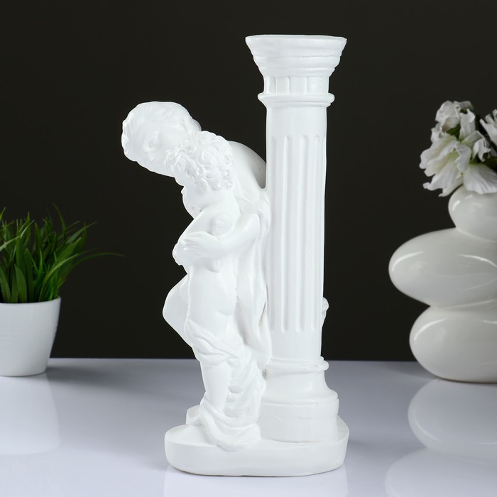 Статуэтка "Девушка с Ангелом" белый, МИКС