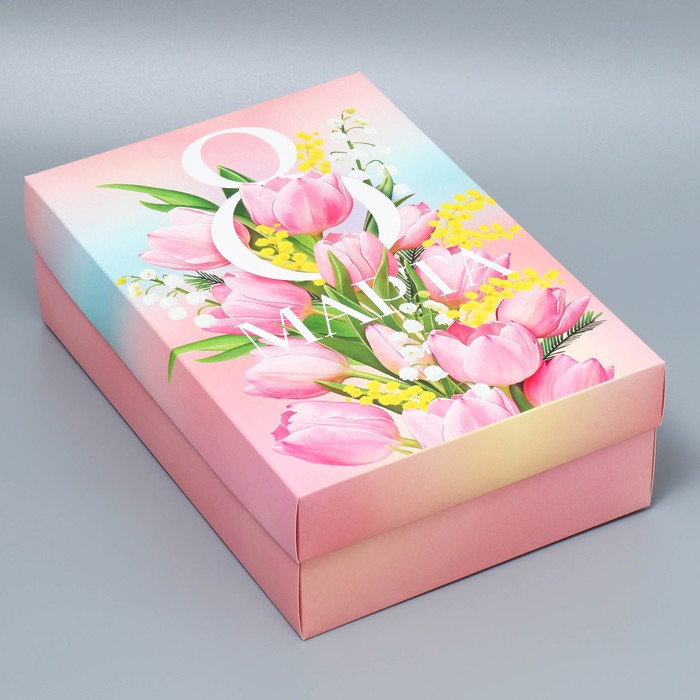 Коробка подарочная складная, упаковка, «8 марта», 30 х 20 х 9 см подарочная коробка symbol розовая 30 х 20 х 8 см