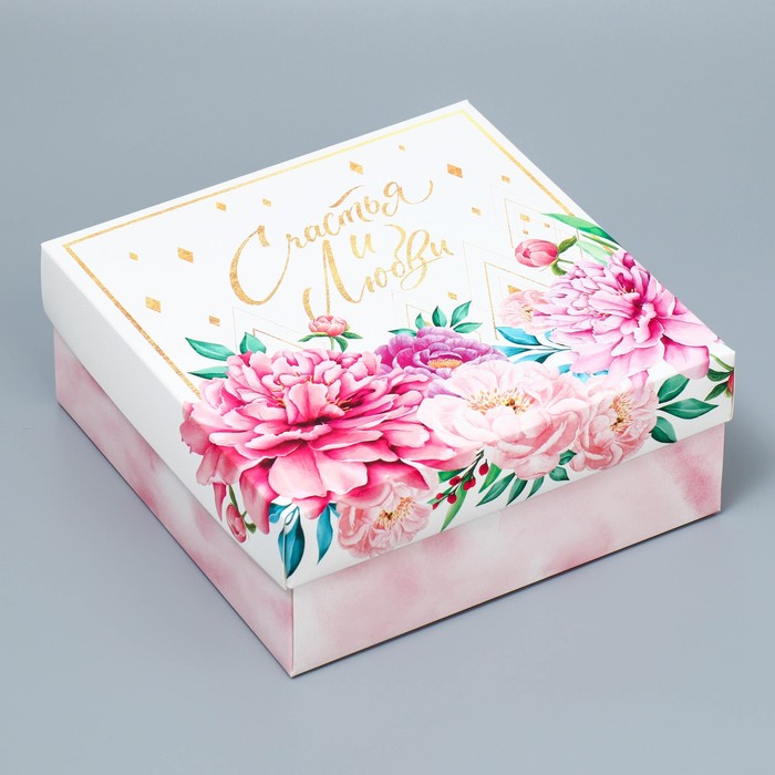 Коробка подарочная складная, упаковка, «Цветы», 17 х 17 х 7 см подарочная коробка чебурашка 17 5 х 7 х 10 5 см
