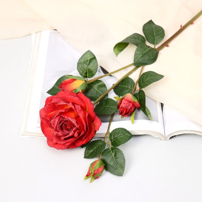 Цветы искусственные Роза изыск 10х64 см, красный цветы искусственные гвоздички 8х67 см красный