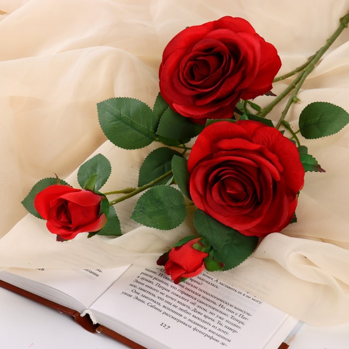 Цветы искусственные Роза роскошь 9х63 см, красный цветы искусственные роза обаяние 6х46 см красный
