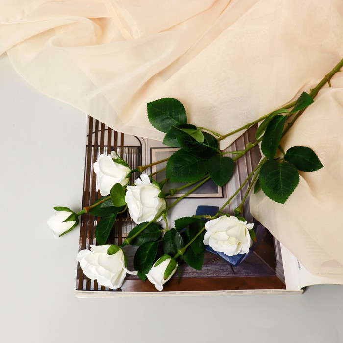 Цветы искусственные Роза очарование 6х77 см, белый цветы искусственные роза очарование 6х77 см розовый