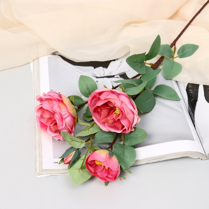 Цветы искусственные Роза пионовидная галант 7х61 см, розовый цветы искусственные роза галант 8х62 см белый