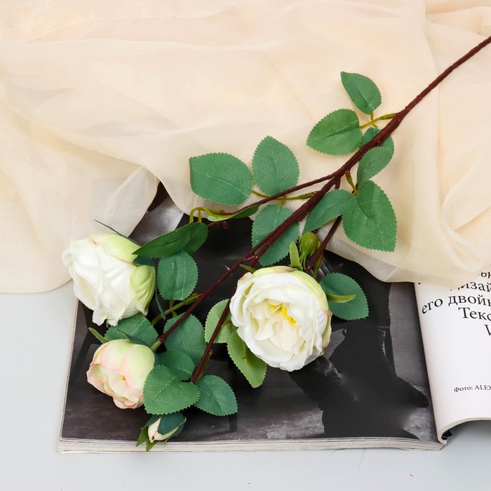 Цветы искусственные Роза пионовидная галант 7х61 см, белый
