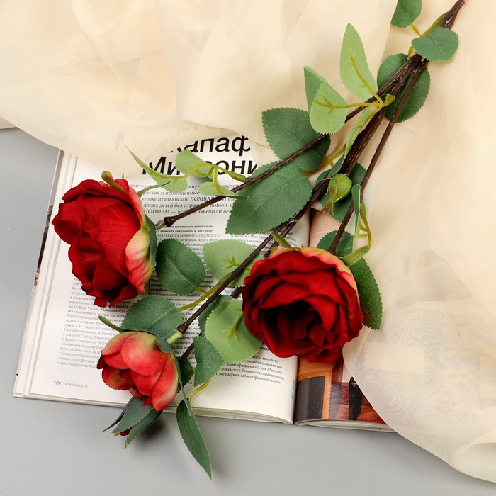 Цветы искусственные Роза пионовидная галант 7х61 см, красный 51 розовая пионовидная роза talisman 40 см