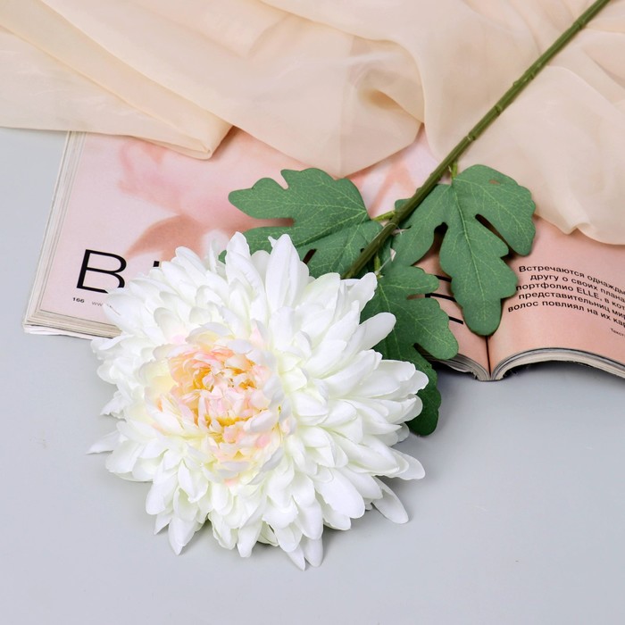 Цветы искусственные Хризантема садовая галант 14х57 см, белый цветы искусственные роза пионовидная галант 7х61 см белый
