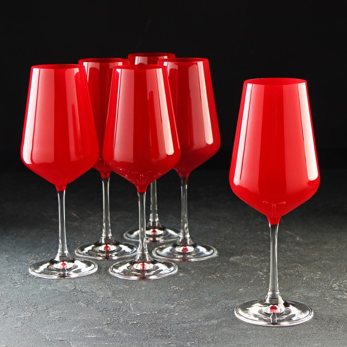 Набор бокалов для вина Bohemia Crystal «Сандра», 450 мл, 6 шт, цвет красный набор бокалов для вина bohemia crystal экстра 560 мл 6 шт