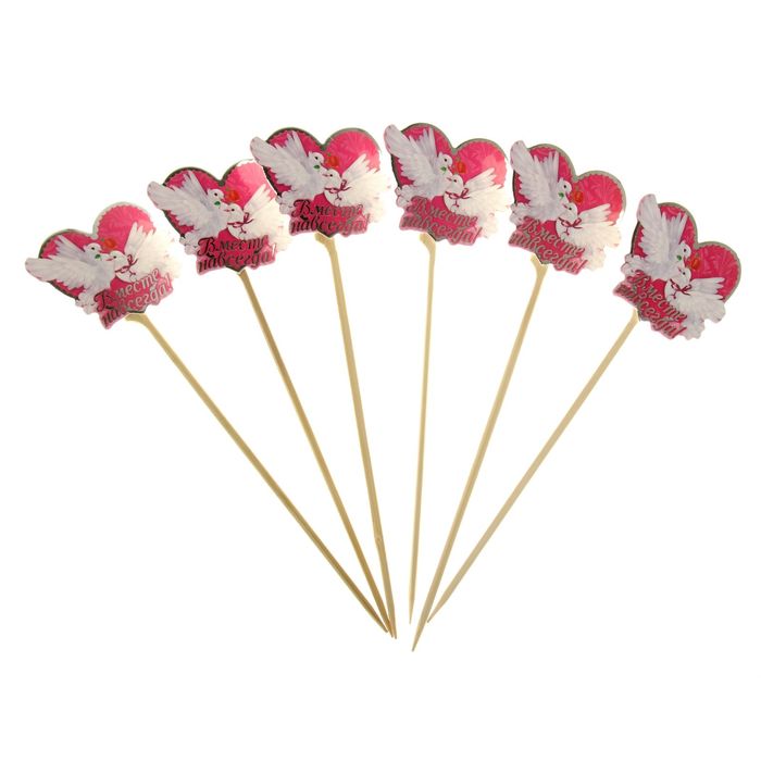 Топер-декор на палочке с прищепкой «Голуби», набор 6 шт, 6,8 × 5,5 см