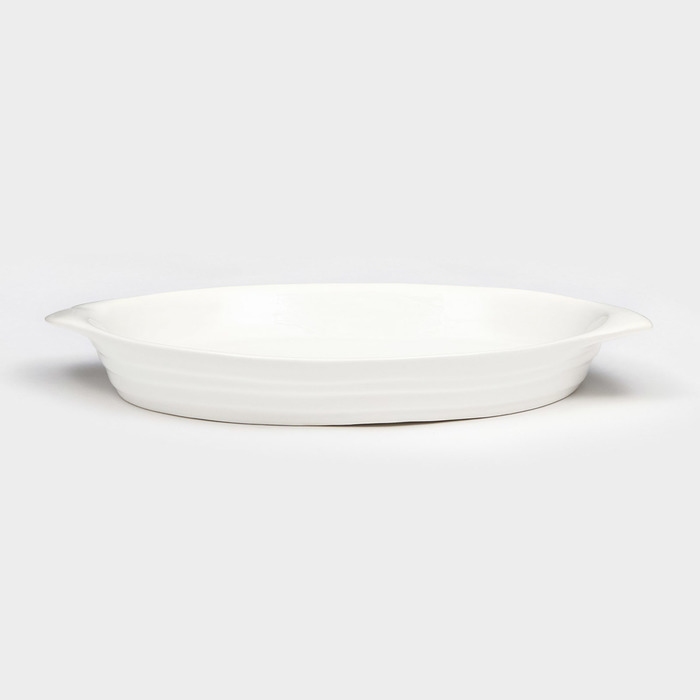 Блюдо Овальное, белое, керамика, 37х20х4.5 см, 1 сорт, Иран