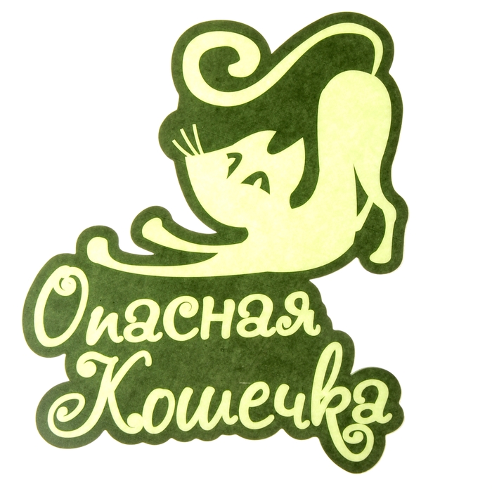 Наклейка на авто "Опасная кошечка" ( неон светящаяся)