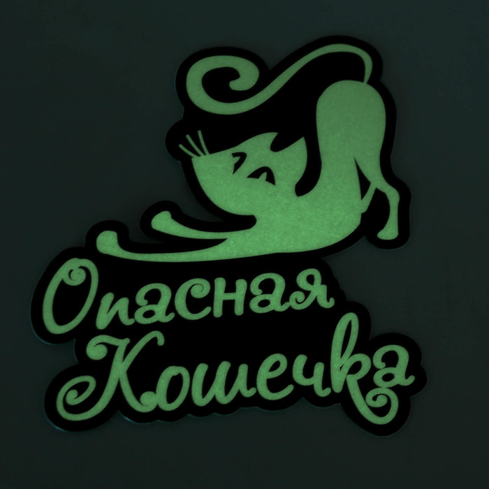 Наклейка на авто "Опасная кошечка" ( неон светящаяся)