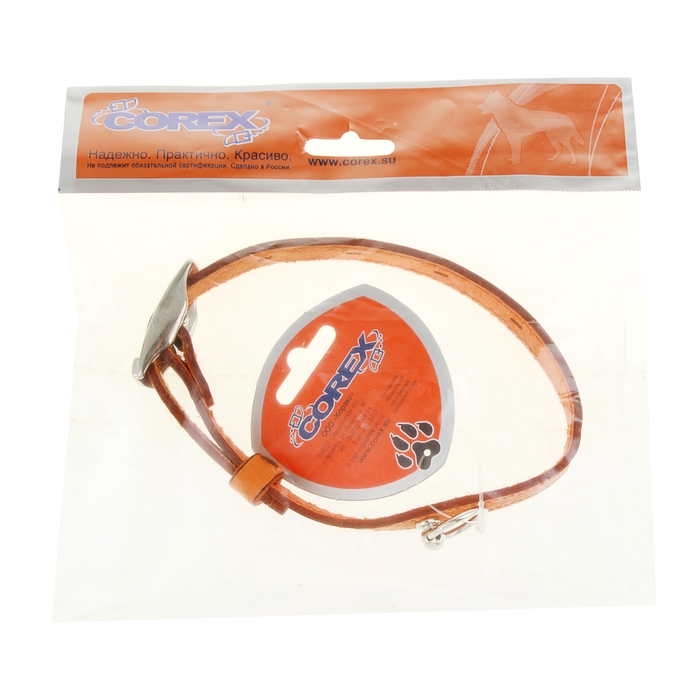 Ошейник кожаный, однослойный, 1,8 см, с выносным кольцом, безразмерный, микс