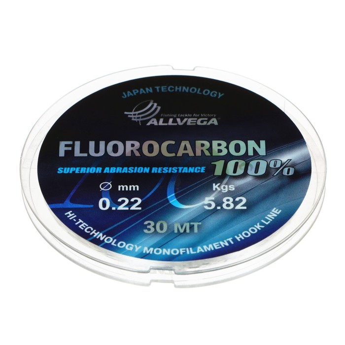 фото Леска монофильная allvega fx fluorocarbon 100%, диаметр 0.22 мм, тест 5.82 кг, 30 м, прозрачная