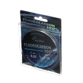 Леска монофильная ALLVEGA "FX Fluorocarbon 100%" 30м 0,25мм, 7,16кг, флюорокарбон 100%