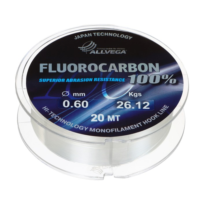 фото Леска монофильная allvega "fx fluorocarbon 100%" 20м 0,60мм, 26,12кг, флюорокарбон 100%