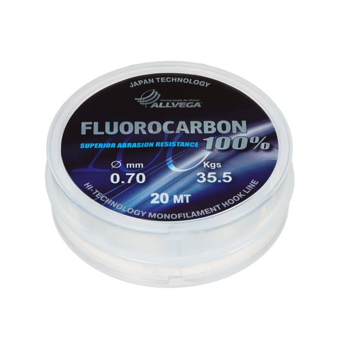 фото Леска монофильная allvega fx fluorocarbon 100%, диаметр 0.70 мм, тест 35.5 кг, 20 м, прозрачная