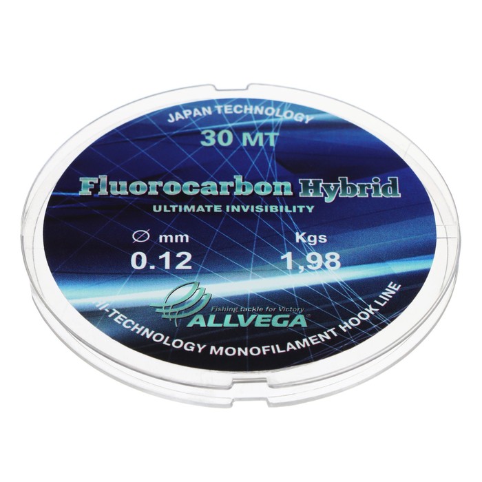 фото Леска монофильная allvega fluorocarbon hybrid, диаметр 0.12 мм, тест 1.98 кг, 30 м, флюорокарбон 65%