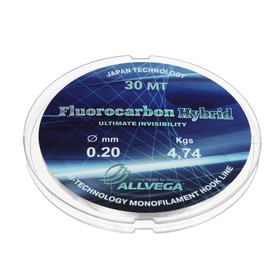 Леска монофильная ALLVEGA "Fluorocarbon Hybrid" 30м 0,20мм, 4,74кг, флюорокарбон 65%