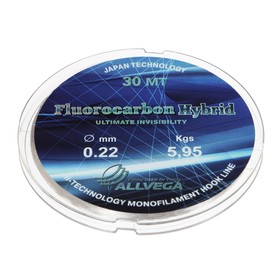 

Леска монофильная ALLVEGA "Fluorocarbon Hybrid" 30м 0,22мм, 5,95кг, флюорокарбон 65%
