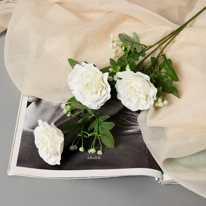 Цветы искусственные Роза галант 8х62 см, белый