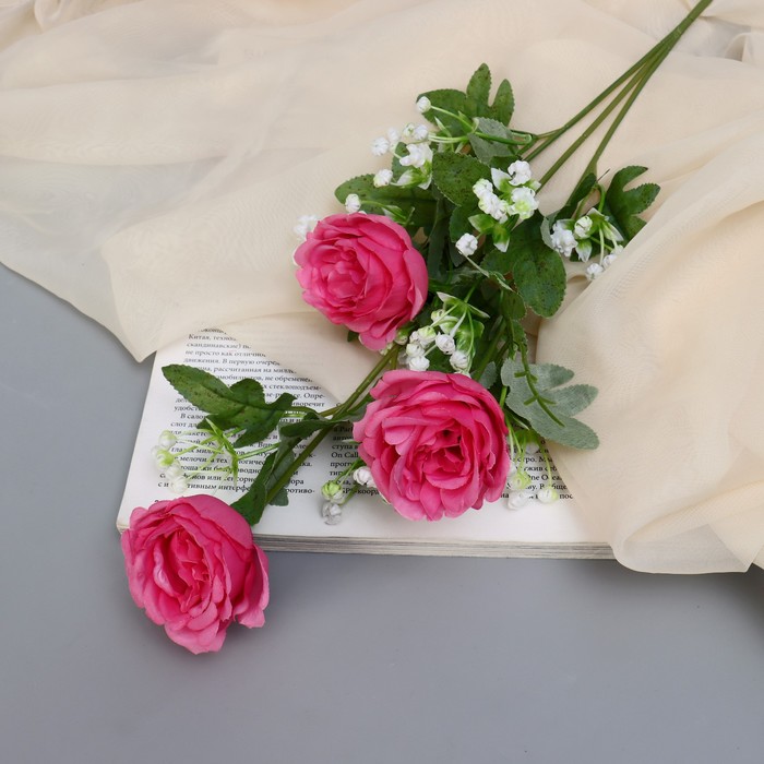Цветы искусственные Роза Амория 7х62 см, ярко-розовый