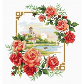 Набор для вышивки счётным крестом на канве с нанесённым рисунком «Розы», 24х29 см