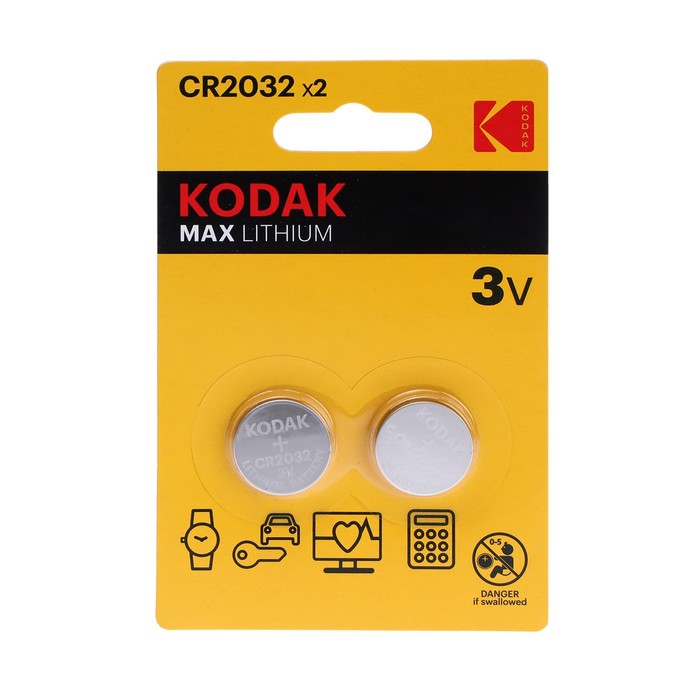 цена Батарейка литиевая Kodak, CR2032-2BL, 3В, блистер, 2 шт.