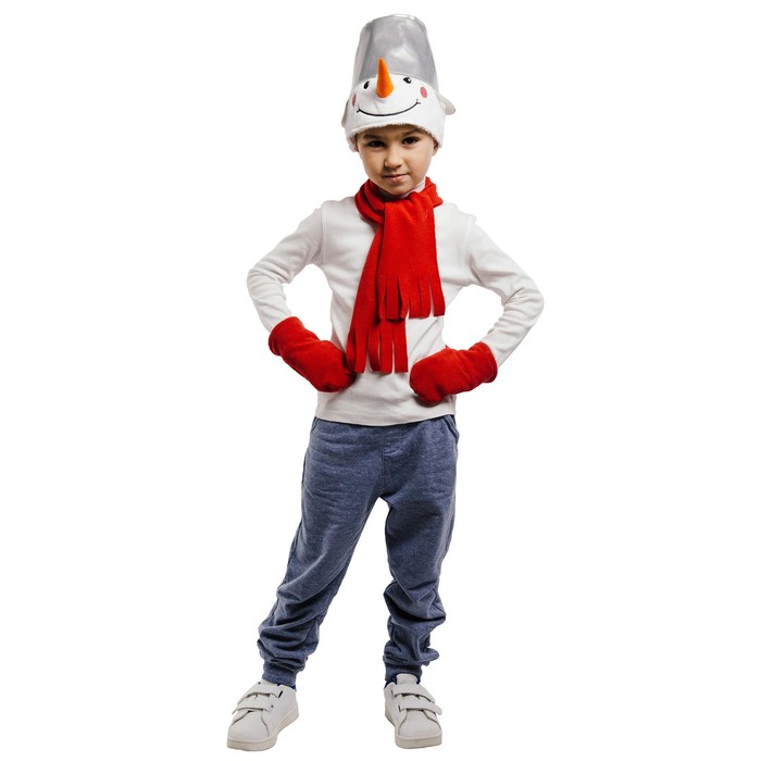 Карнавальный набор «Снеговик», шапка-маска, варежки, шарф, 3-9 лет