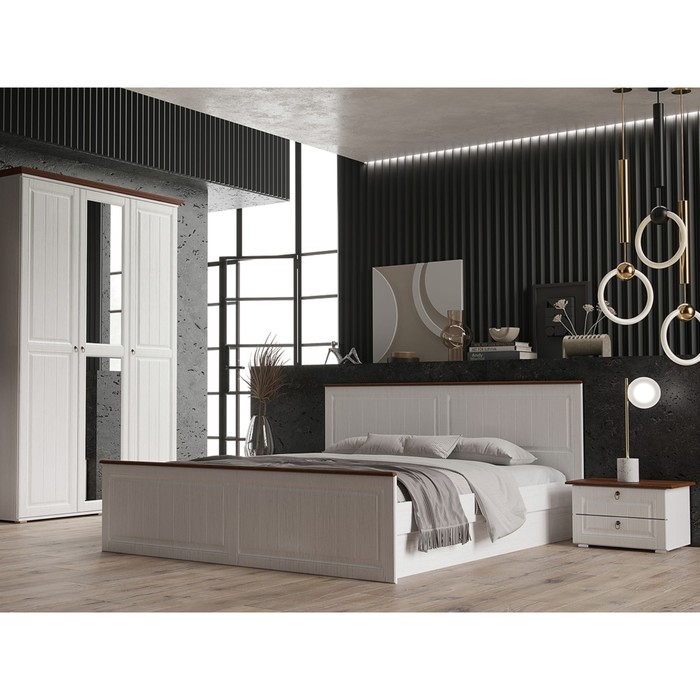 Спальня «Валенсия», 4266 × 2037 × 2270 мм, цвет белый / орех
