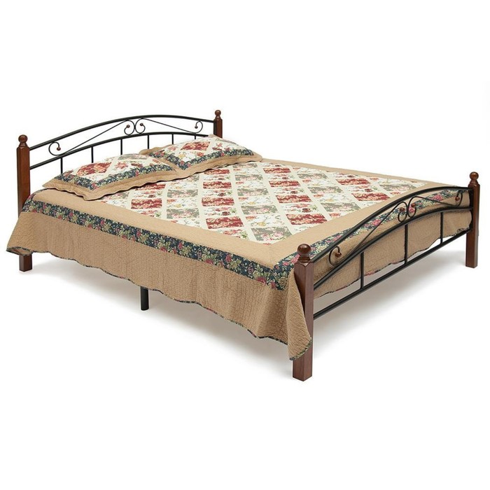 Кровать AT-8077 (осн.металл), 180х200 см, красный дуб/черный
