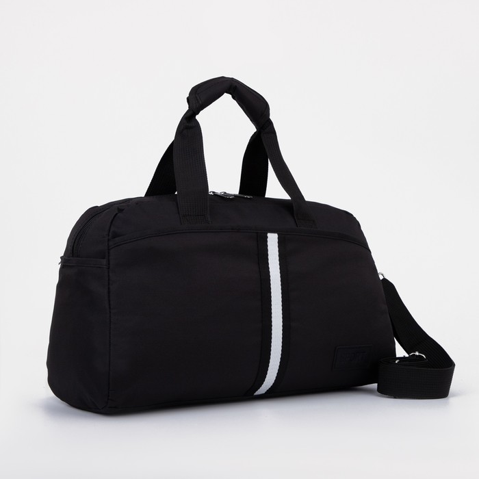 фото Сумка спортивная на молнии, 3 наружных кармана, цвет чёрный