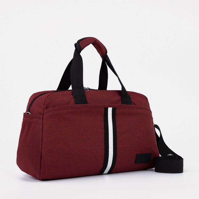 фото Сумка спортивная на молнии, 3 наружных кармана, цвет бордовый