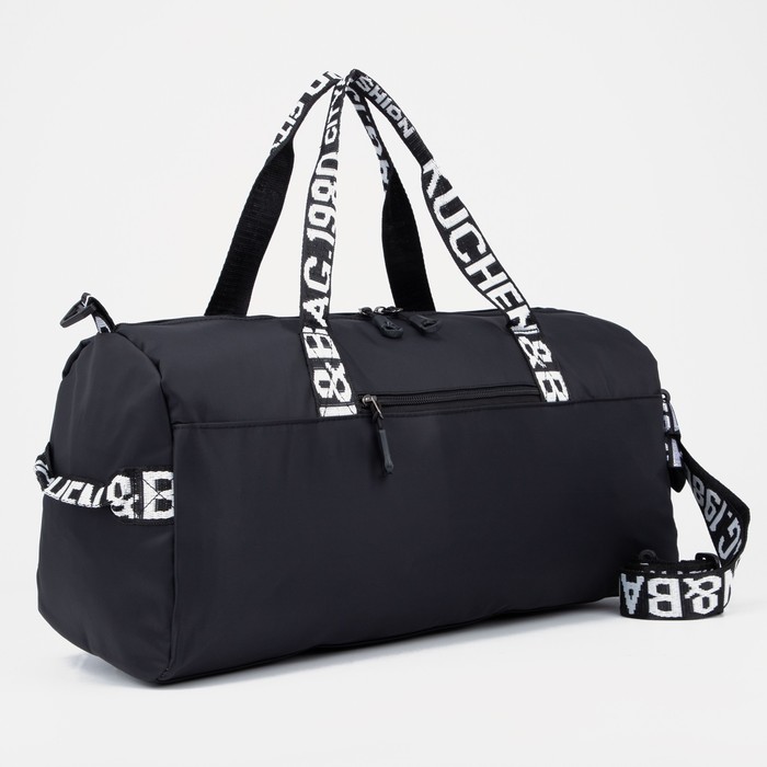 фото Сумка спортивная на молнии, наружный карман, цвет чёрный