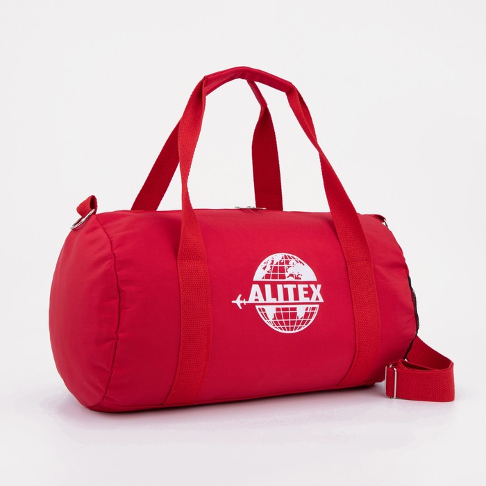 фото Сумка спортивная на молнии, наружный карман, держатель для чемодана, цвет красный