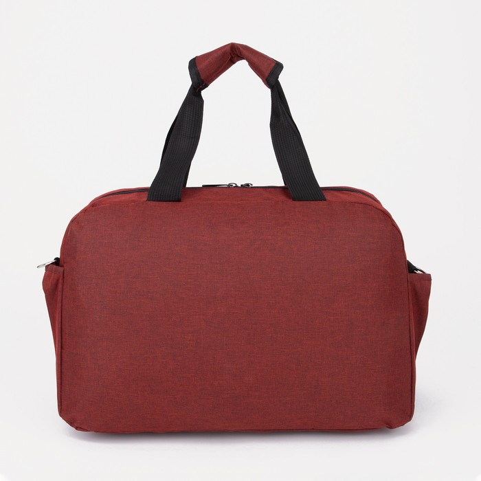 фото Сумка спортивная на молнии, 3 наружных кармана, цвет бордовый